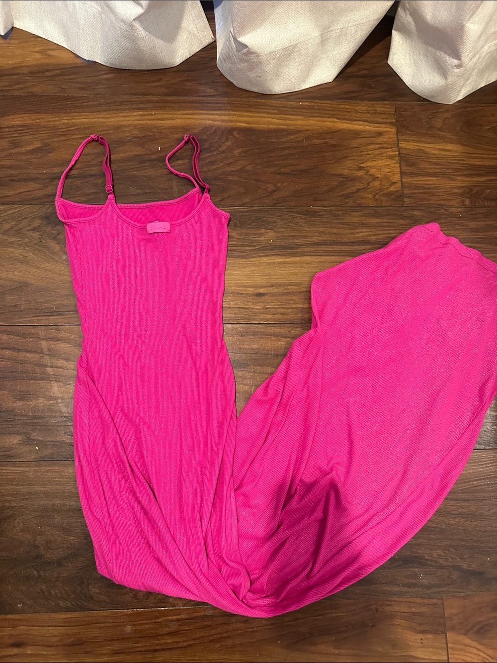 SKIMS Hot Pink Spaghetti-Strap Maxi dress